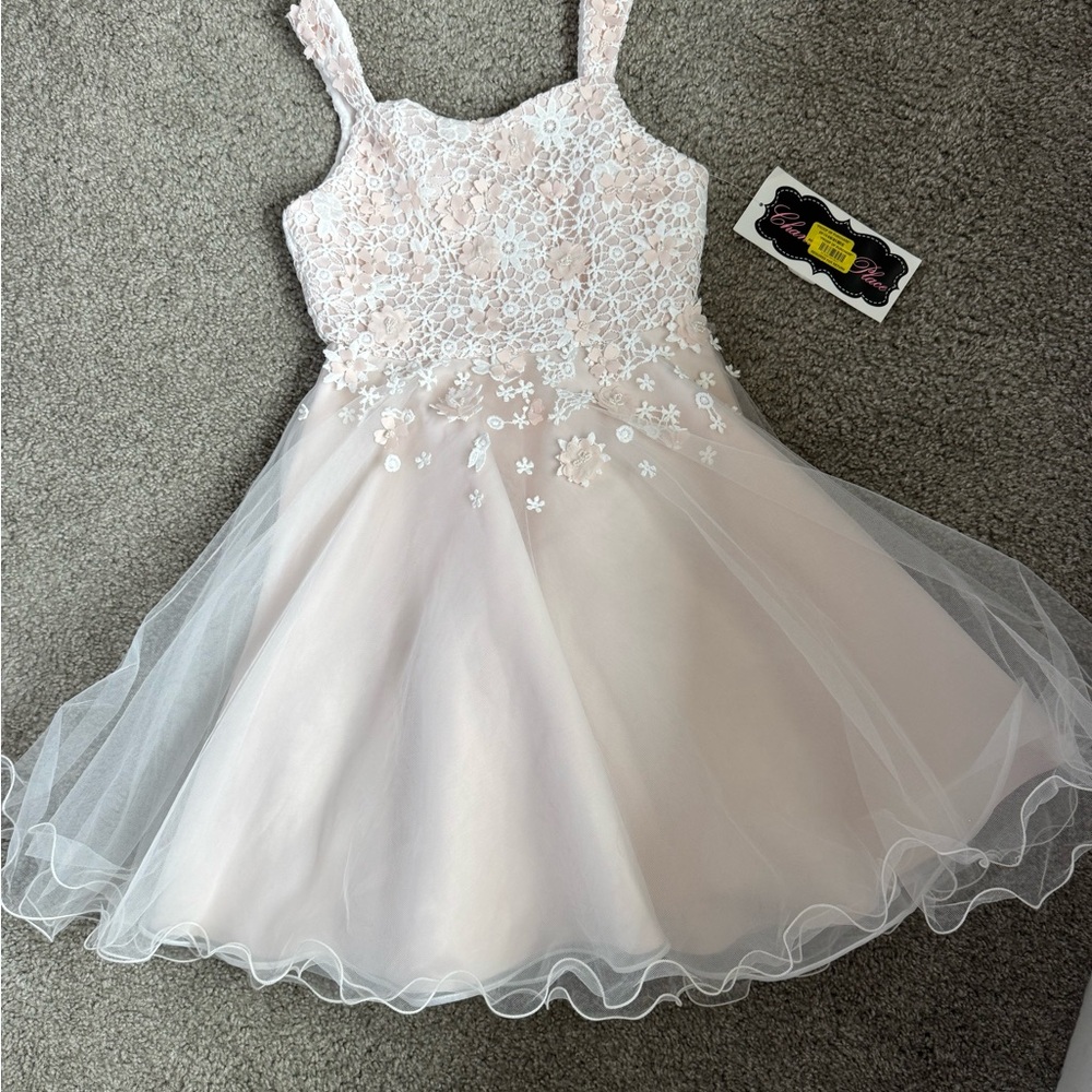 Girls' Blush Lace & Tulle Party Dress - Formal Occasion